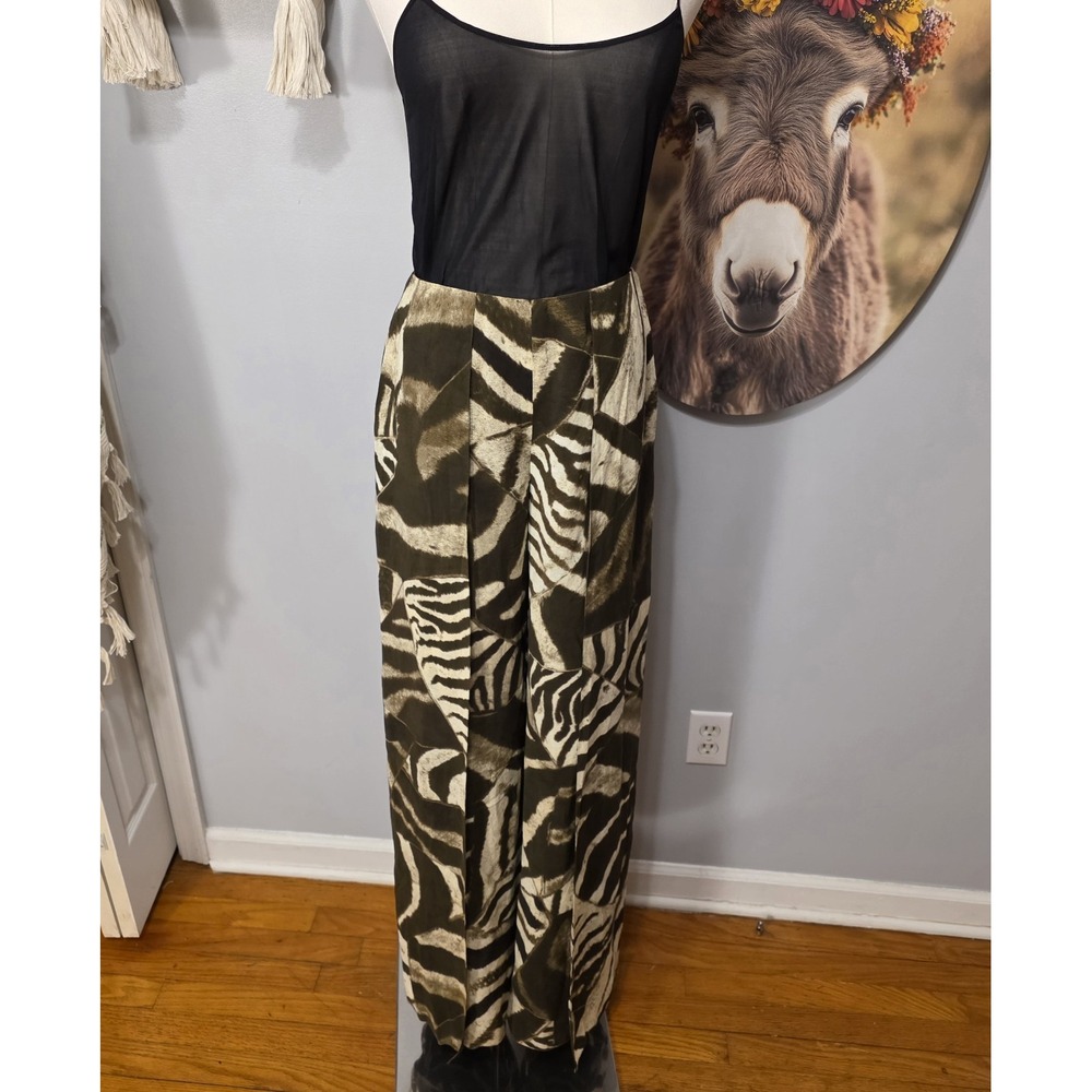 Ralph Lauren Purple Label Saunders Zebra Print Linen Voile Pants Womens 2 $1990